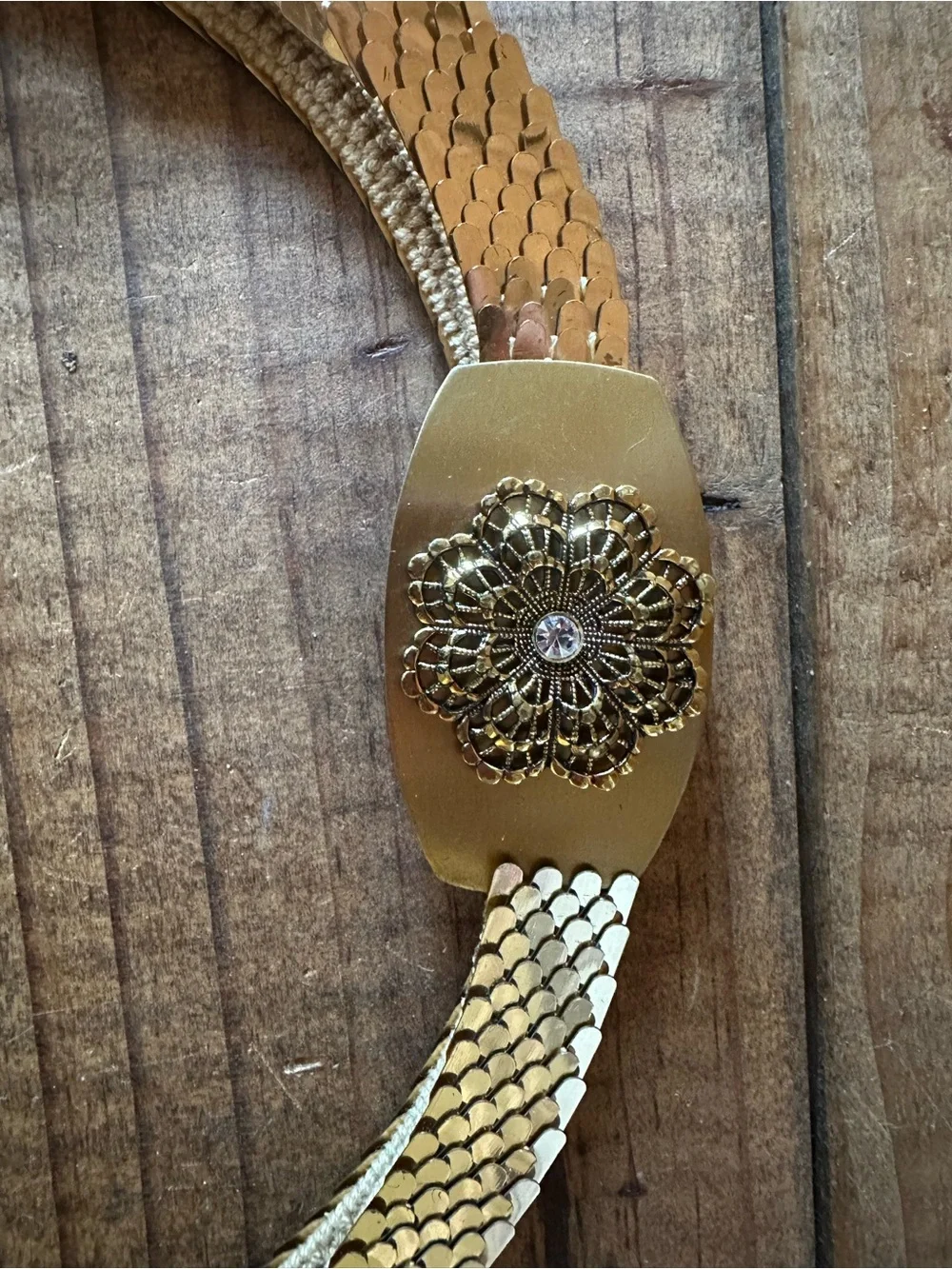 Gold Floral Accent Stretch Bracelet